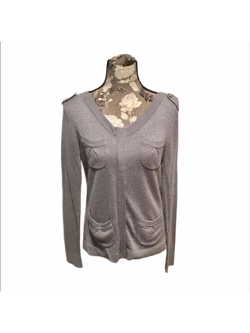 CACHE Gray Cashmere Zip Up Sweater size Medium Grandpacore